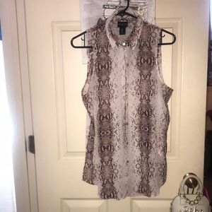Rachel Zoe Snake Python Pinkish Tan Sleeveless Vest Size Small